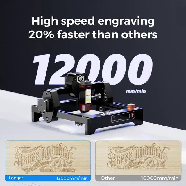 Alt view image 2 of 7 - LONGER Laser Engraver  Ray5 mini Portable Laser Engraving and Cutting Machine, 0.04mm Laser Spot, 12000mm/min, Ideal for DIY Projects on Wood, Metal, Acrylic, Leather, and More (3.5W)