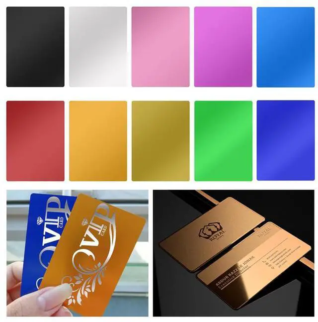 Alt view image 6 of 6 - Longer Premium Aluminum Business Cards & Etched Products - 50 PCS in 10 Colors, 0.21mm/0.01-inch Thickness