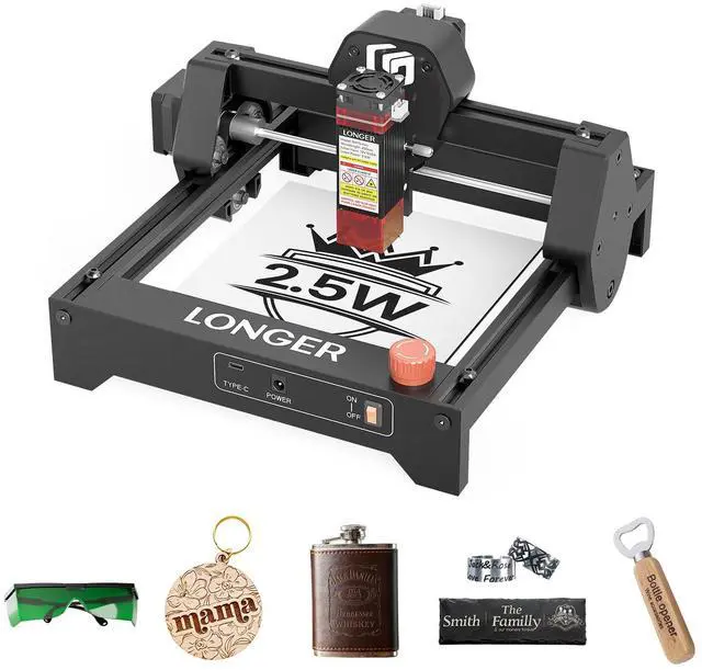 Main image of LONGER Ray5 mini 2.5W Laser Engraver and Portable Laser Engraver, 0.04mm Laser Spot, 12000mm/min, Desktop Laser Engraver, Ideal for DIY Projects on Wood, Metal, Acrylic, Leather, and More