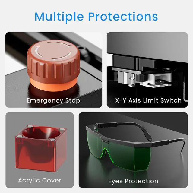 Alt view image 4 of 7 - LONGER RAY5 Mini 2.5W Laser Engraver with Consumables Kit. Features a 0.04 mm laser spot and engraving speeds up to 12,000 mm/min. Ideal for DIY projects on wood, metal, acrylic, leather, and more.
