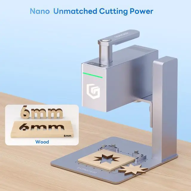 Alt view image 4 of 7 - Longer Nano Portable Laser Engraver Machine - 6000mW Powerful Laser, 5000mm/s High-Speed Engraving, 0.05mm Precision, Compact Engraver for Wood, Acrylic, Leather, Fabric, Metal, Ceramic & DIY Projects