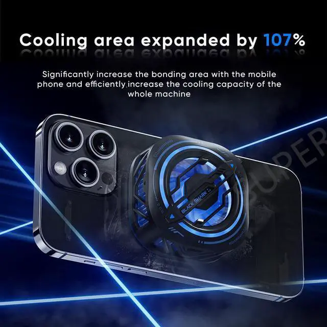 Alt view image 4 of 6 - Black Shark Magnetic Cooler 3 Pro Black Gaming Air Cooler Radiator Magnet phone Cooling Fan