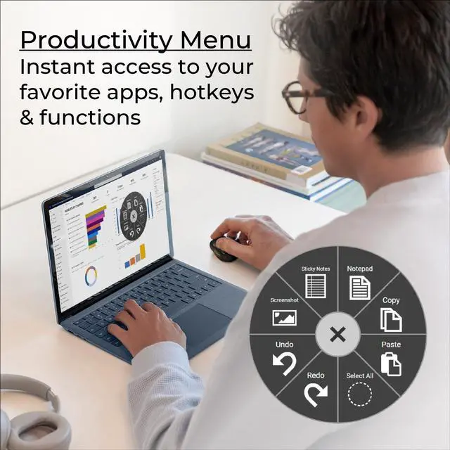 Alt view image 6 of 7 - Swiftpoint ProPoint Wireless Ergonomic Mouse & Presentation Clicker with Health Software, Vertical Pen Grip, Virtual Laser Pointer & Spotlight, Compatible with iPad & includes iOS App, black/gray