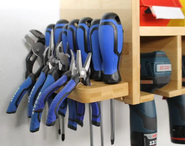 Alt view image 4 of 7 - DupliM Inc Bamboo Wall-Mounted Power Tool Organizer & Storage Rack - FSC-Certified Assembly Required