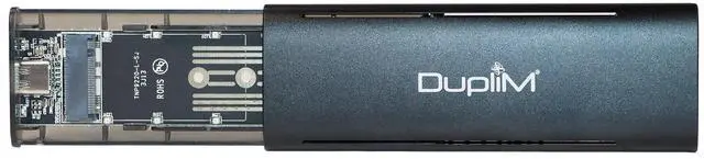 Main image of DupliM Inc M.2 NVMe SATA SSD Enclosure Case USB 3.2 Gen2 (20Gbps) NVMe to USB M-Key d/B+M