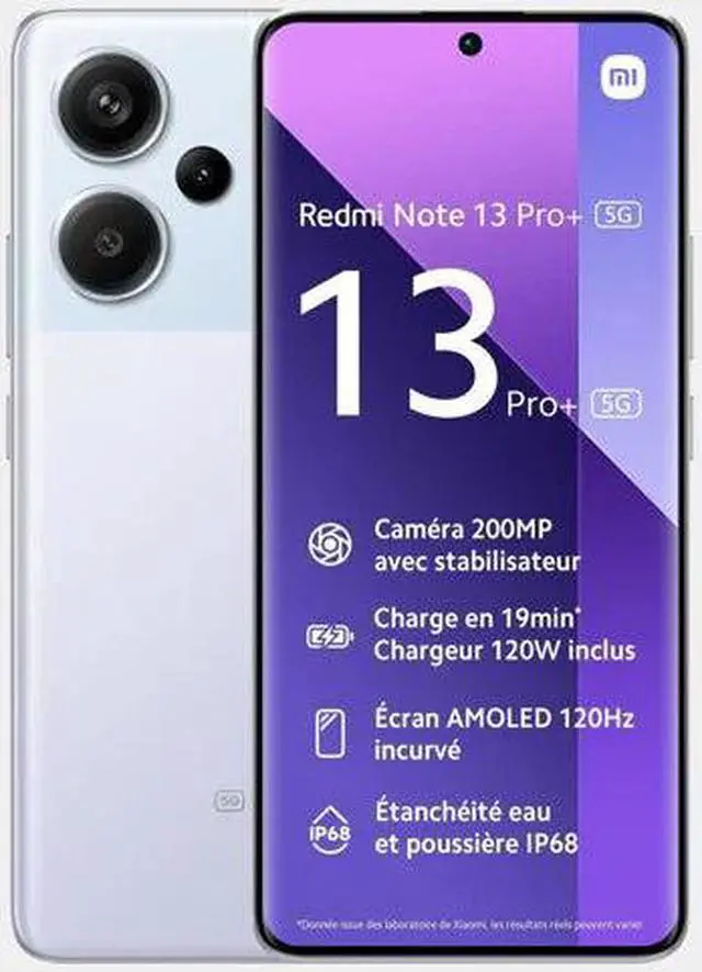 Alt view image 4 of 10 - Xiaomi Redmi Note 13 PRO+ Plus 5G + 4G LTE (512GB + 12GB) 6.67" 200MP Triple (Tmobile Mint Tello & Global) Global Bands Unlocked + (Fast Car 51W Dual Charger Bundle) (Aurora Purple (Global ROM))