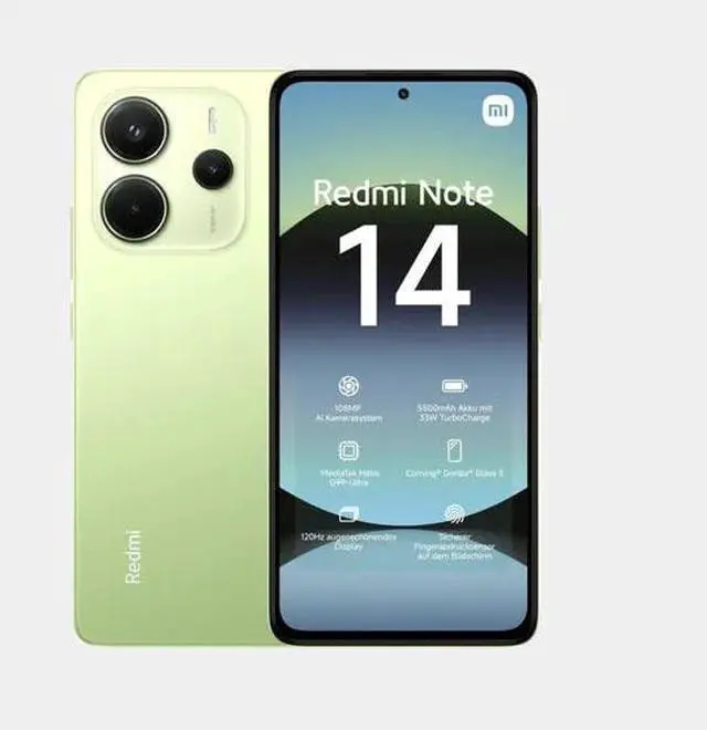 Alt view image 3 of 7 - Xiaomi Redmi Note 14 4G 256GB ROM 8GB RAM Dual SIM GSM Unlocked - Lime Green