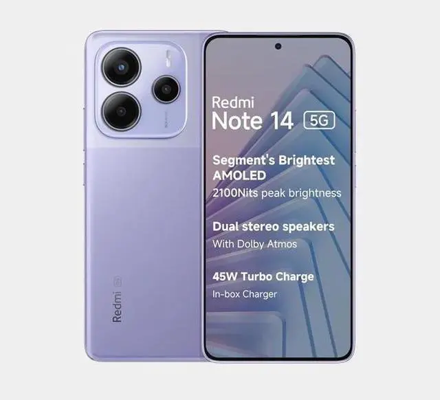 Alt view image 6 of 7 - Xiaomi Redmi Note 14 5G 256GB ROM 8GB RAM Dual Sim GSM Unlocked - Lavender Purple
