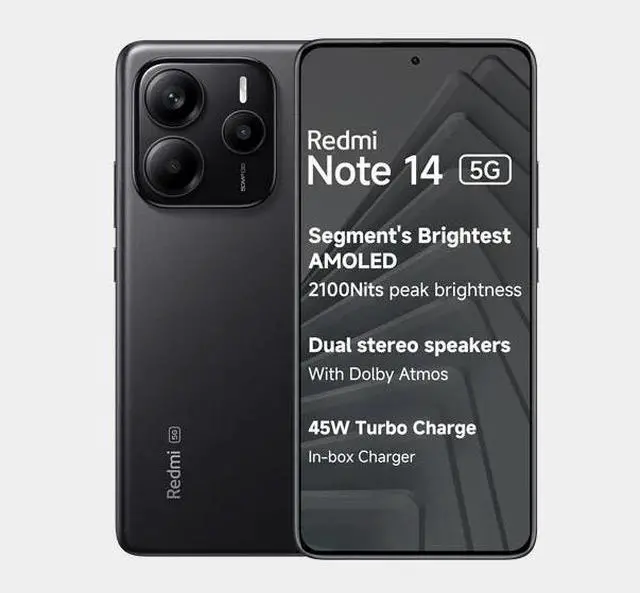 Alt view image 3 of 7 - Xiaomi Redmi Note 14 5G 256GB ROM 8GB RAM Dual Sim GSM Unlocked - Midnight Black