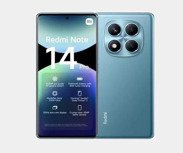 Alt view image 4 of 7 - Xiaomi Redmi Note 14 Pro 4G 512GB ROM 12GB RAM Dual SIM GSM Unlocked - Ocean Blue