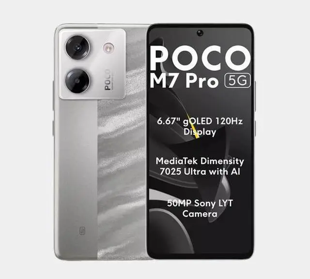 Alt view image 4 of 7 - Xiaomi Poco M7 Pro 5G Dual SIM 256GB ROM 8GB RAM GSM Unlocked - Silver