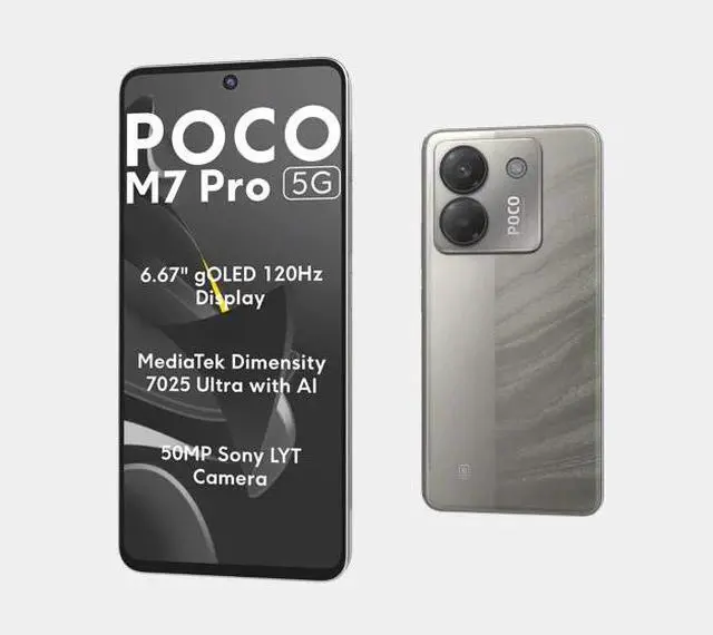 Alt view image 3 of 7 - Xiaomi Poco M7 Pro 5G Dual SIM 256GB ROM 8GB RAM GSM Unlocked - Silver