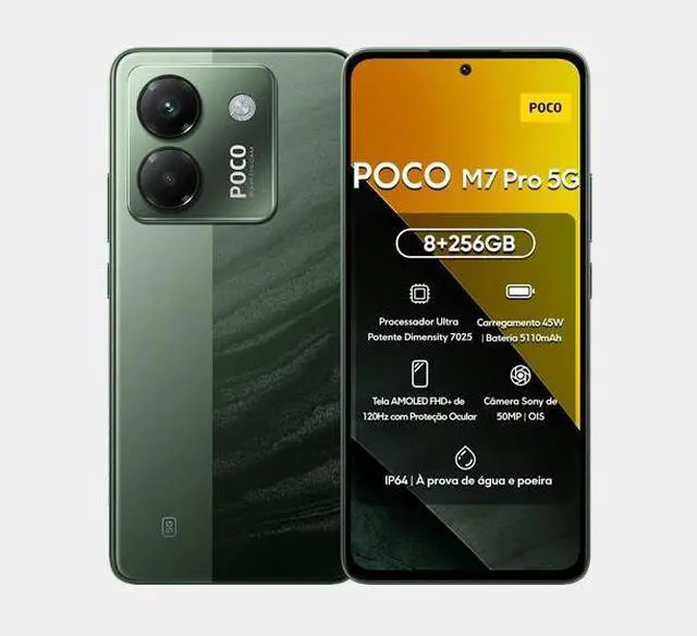 Alt view image 4 of 7 - Xiaomi Poco M7 Pro 5G Dual SIM 256GB ROM 8GB RAM GSM Unlocked - Green