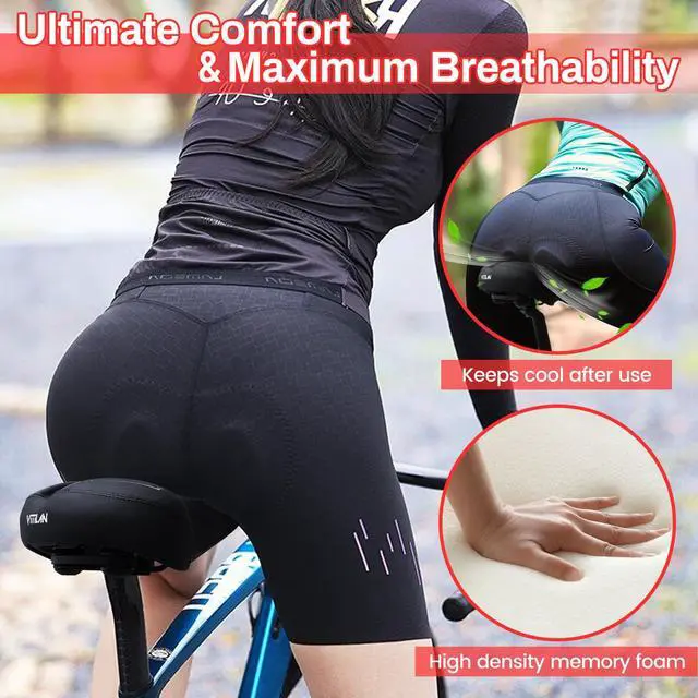 Alt view image 3 of 7 - VITILAN Oversized Comfortable Bike Seat for Women & Men, High Resilience Soft Foam Sponge Bicycle Cushion,Waterproof Bicycle Seat, Dual Shock Absorbing Ball,Universal Fit for Cycling Bikes
