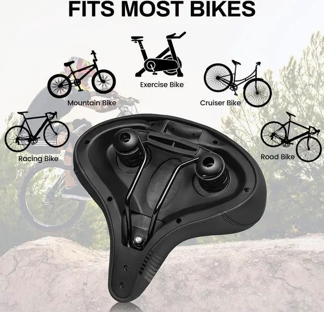 Alt view image 5 of 7 - VITILAN Oversized Comfortable Bike Seat for Women & Men, High Resilience Soft Foam Sponge Bicycle Cushion,Waterproof Bicycle Seat, Dual Shock Absorbing Ball,Universal Fit for Cycling Bikes
