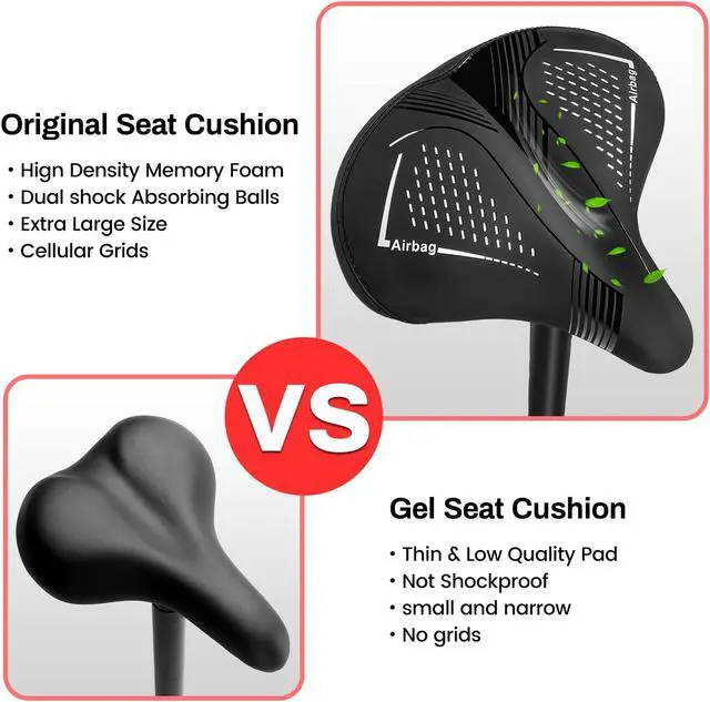 Alt view image 6 of 7 - VITILAN Oversized Comfortable Bike Seat for Women & Men, High Resilience Soft Foam Sponge Bicycle Cushion,Waterproof Bicycle Seat, Dual Shock Absorbing Ball,Universal Fit for Cycling Bikes