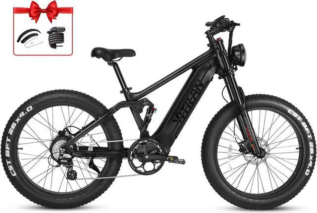 Main image of VITILAN T7 Electric Bike for Adults Fat Tire Ebike 750W BAFANG Motor 20AH Removable Sam-Sung Battery 26 Inch Mountain 28MPH Electric Bicycle Full Suspension Shimano 8 Speed Black/Black