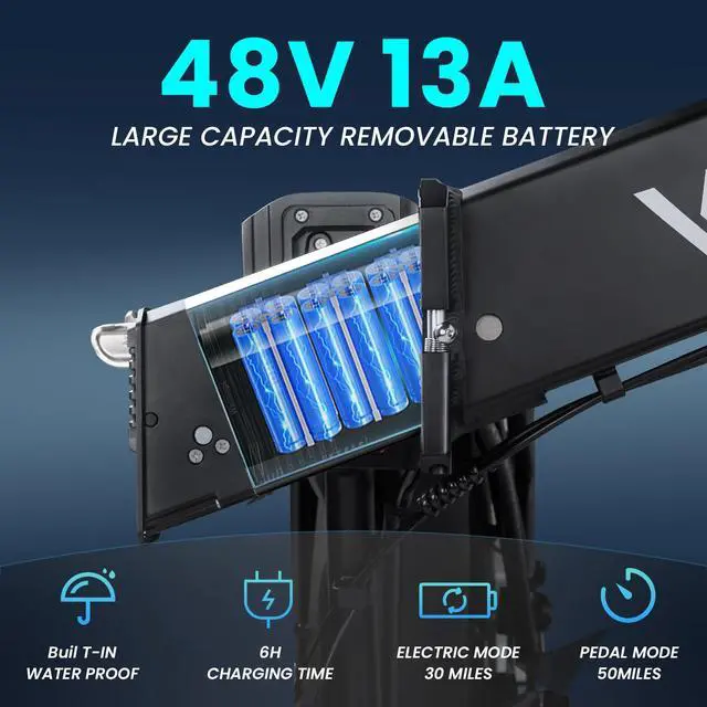 Alt view image 2 of 7 - VITILAN V3 2.0 Electric Bike for Adults 750W Folding Electric Bike 20"x4.0" Fat Tire Bikes Mountain Beach Snow Bike,28MPH Maximum Speed,48V 13AH Removable Battery Electric Bike with Shimano 7-Speed