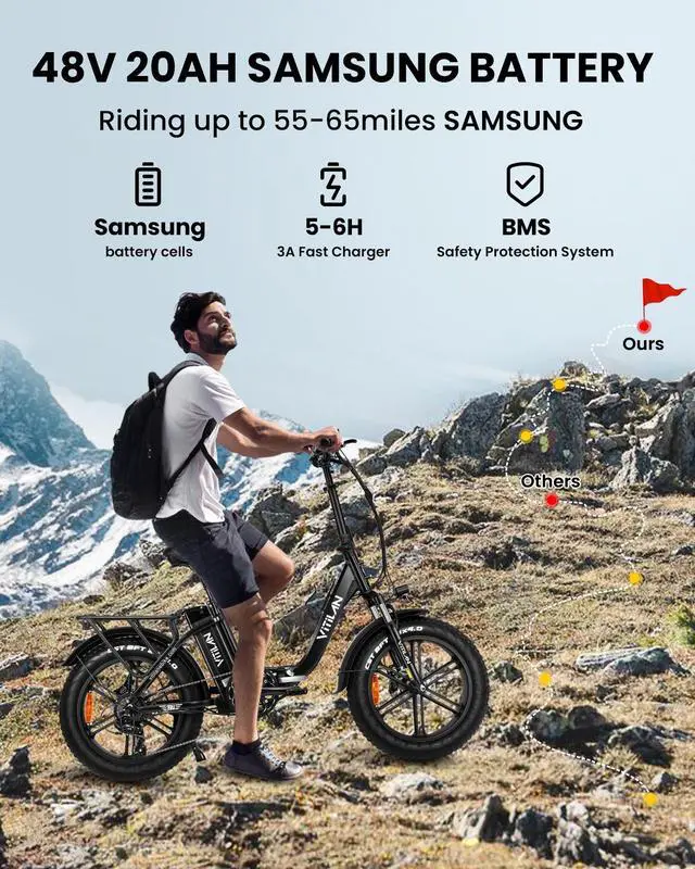 Alt view image 5 of 6 - VITILAN U7 2.0 Electric Bike for Adults 750W Motor Foldable 20" Fat Tire Step-Thru Ebike 48V 20AH Removable Samsung Battery Electric Bicycle with Hydraulic Brake Dual Shock Absorber Up to 28 MPH Speed
