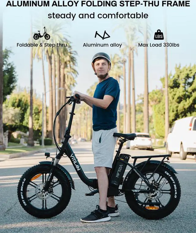 Alt view image 3 of 6 - VITILAN U7 2.0 Electric Bike for Adults 750W Motor Foldable 20" Fat Tire Step-Thru Ebike 48V 20AH Removable Samsung Battery Electric Bicycle with Hydraulic Brake Dual Shock Absorber Up to 28 MPH Speed