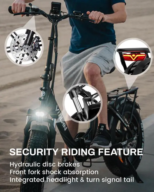 Alt view image 2 of 6 - VITILAN U7 2.0 Electric Bike for Adults 750W Motor Foldable 20" Fat Tire Step-Thru Ebike 48V 20AH Removable Samsung Battery Electric Bicycle with Hydraulic Brake Dual Shock Absorber Up to 28 MPH Speed