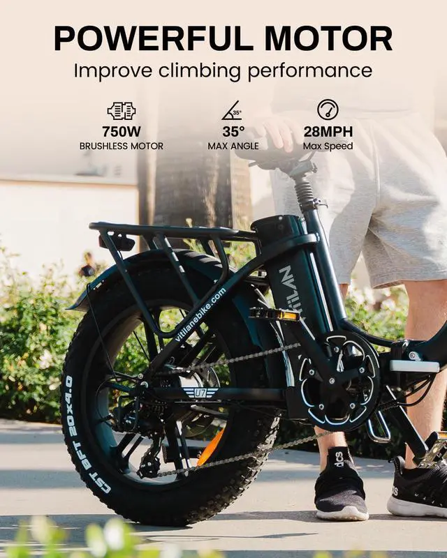 Alt view image 4 of 6 - VITILAN U7 2.0 Electric Bike for Adults 750W Motor Foldable 20" Fat Tire Step-Thru Ebike 48V 20AH Removable Samsung Battery Electric Bicycle with Hydraulic Brake Dual Shock Absorber Up to 28 MPH Speed