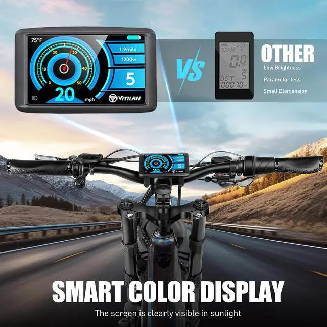 Alt view image 4 of 7 - VITILAN T7 Pro Electric Bike, 1000W Motor, 35Mph, 52V 20Ah Sam-Sung Battery, Full Suspension EBike, 26 Electric Mountain Bike Fat Tire, 8-Speed