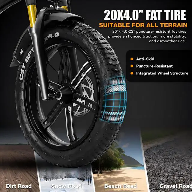 Alt view image 5 of 7 - VITILAN i7 Pro 3.0 Electric Bike Adults Folding 750W Eiwol Motor Fat Tire Ebike Removable 20AH SAM-Sung Cell Battery Full Suspension Electric Bicycle