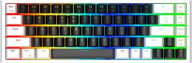Main image of NPET K62 65% Gaming Keyboard, RGB Backlit Ultra-Compact Gaming Keyboard, Mini Wired Computer Membrane Keyboard for Windows PC Gamers(68 Keys, Black White)
