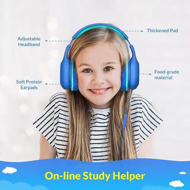 Alt view image 2 of 7 - Kids Headphones, NPET KH10 85dB/94dB Volume Control, Sharing Function, Mic, 3.5mm Jack Wired On-Ear Headset for Children/Teens/Boys/Girls/Smartphones/Tablet/School/Airplane Travel/Plane