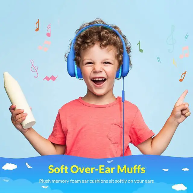 Alt view image 4 of 7 - Kids Headphones, NPET KH10 85dB/94dB Volume Control, Sharing Function, Mic, 3.5mm Jack Wired On-Ear Headset for Children/Teens/Boys/Girls/Smartphones/Tablet/School/Airplane Travel/Plane