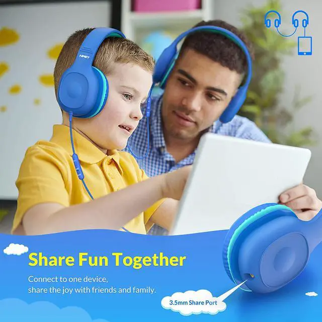 Alt view image 3 of 7 - Kids Headphones, NPET KH10 85dB/94dB Volume Control, Sharing Function, Mic, 3.5mm Jack Wired On-Ear Headset for Children/Teens/Boys/Girls/Smartphones/Tablet/School/Airplane Travel/Plane