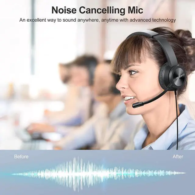 Alt view image 3 of 7 - NPET CH20 USB Headset, Stereo Headphones with Noise-Cancelling Microphone, in-Line Control, PC/Mac/Laptop, Black