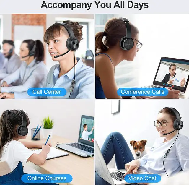 Alt view image 7 of 7 - NPET CH20 USB Headset, Stereo Headphones with Noise-Cancelling Microphone, in-Line Control, PC/Mac/Laptop, Black