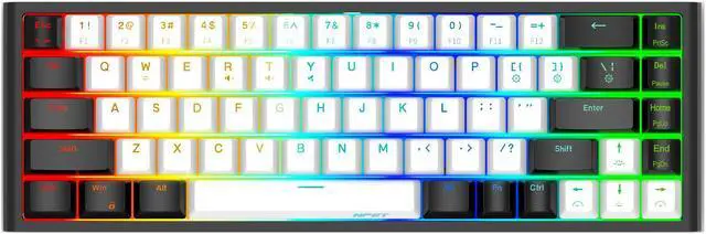 Main image of NPET K62 65% Gaming Keyboard, RGB Backlit Ultra-Compact Gaming Keyboard, Mini Wired Computer Membrane Keyboard for Windows PC Gamers(68 Keys, White Black)