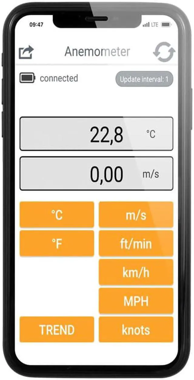 Alt view image 4 of 6 - PCE-BDA 10 Digital Anemometer, With Bluetooth