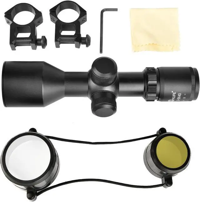 Alt view image 6 of 6 - CVLIFE 3-9x40 Compact Rifle Scope Crosshair Reticle with Free Mounts for Quick Aiming and Shooting
