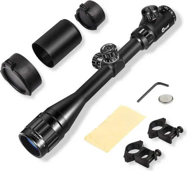 Alt view image 6 of 7 - CVLIFE 4-16x44 Tactical Rifle Scope Red and Green Illuminated Built Gun Scope with Locking Turret Sunshade and Mount Included