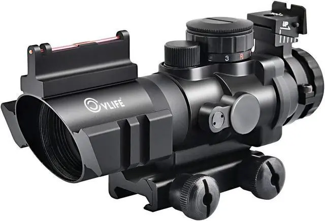 Main image of CVLIFE 4x32 Tactical Rifle Scope Red & Green &Blue Illuminated Reticle Scope with Fiber Optic Sight