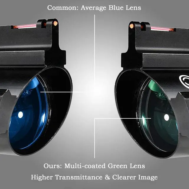 Alt view image 2 of 6 - CVLIFE 4x32 Tactical Rifle Scope Red & Green &Blue Illuminated Reticle Scope with Fiber Optic Sight