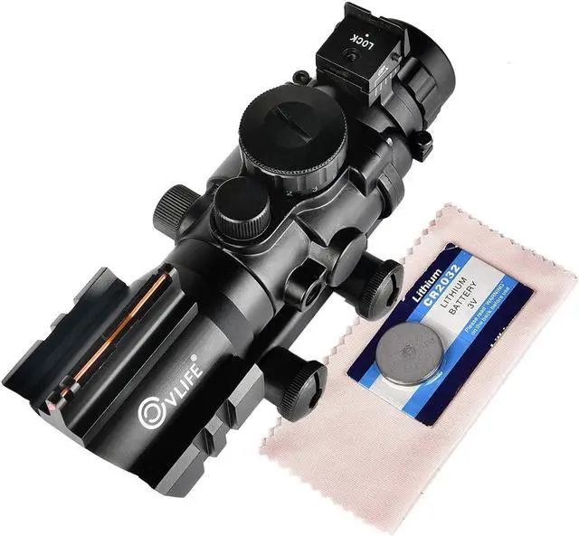 Alt view image 6 of 6 - CVLIFE 4x32 Tactical Rifle Scope Red & Green &Blue Illuminated Reticle Scope with Fiber Optic Sight