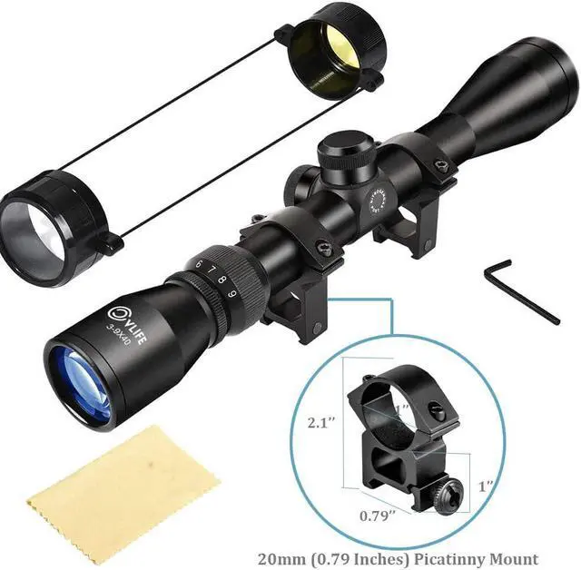 Alt view image 6 of 7 - CVLIFE 3-9x40 Optics R4 Reticle Crosshair Scope with 20mm Free Mounts
