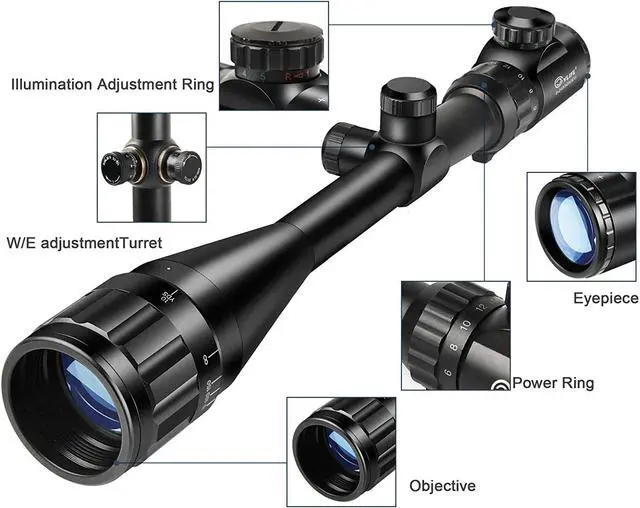 Alt view image 5 of 7 - CVLIFE Hunting Rifle Scope 6-24x50 AOE Red and Green Illuminated Gun Scope with Free Mount