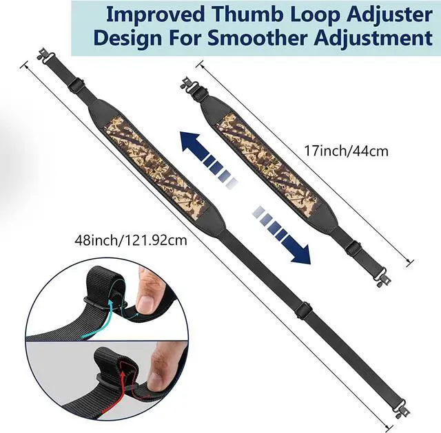 Alt view image 2 of 7 - 2 Point Sling with Swivels, Comfortable Neoprene Padded, Length Adjustable Shoulder Strap for Outdoors