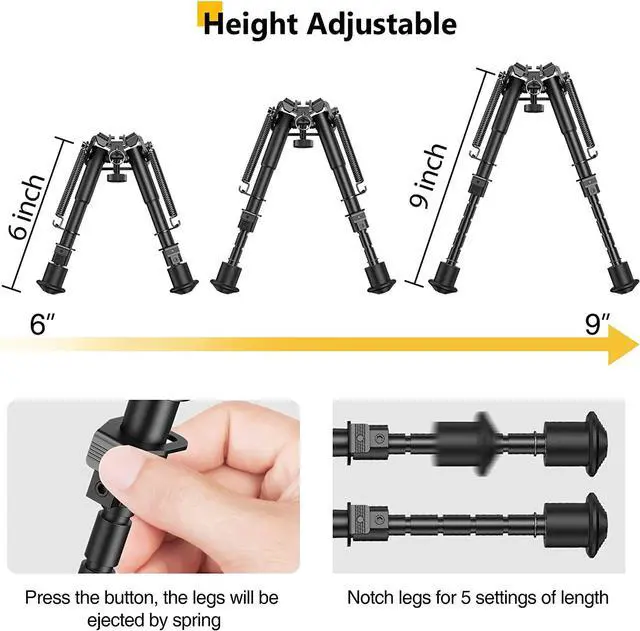 Alt view image 6 of 6 - CVLIFE 6-9 Inches Bipod with Adapter for M-Rail