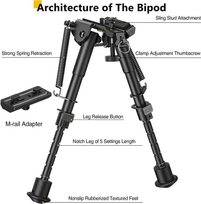 Alt view image 4 of 6 - CVLIFE 6-9 Inches Bipod with Adapter for M-Rail