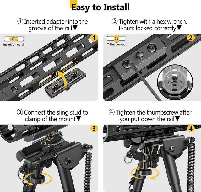 Alt view image 2 of 6 - CVLIFE 6-9 Inches Bipod with Adapter for M-Rail