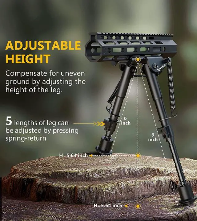 Alt view image 3 of 6 - CVLIFE Bipod 6-9 Inch Lightweight Rifle Bipod for M-Rail (0.54 lbs) Attach Directly for Hunting and Shooting