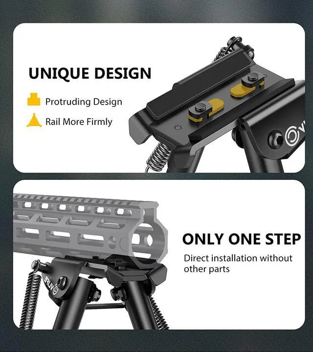 Alt view image 2 of 6 - CVLIFE Bipod 6-9 Inch Lightweight Rifle Bipod for M-Rail (0.54 lbs) Attach Directly for Hunting and Shooting