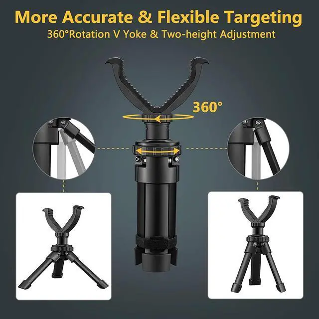 Alt view image 3 of 7 - CVLIFE 6.3"-7.9" Shooting Rest Tripod Durable Adjustable Height Rifle Shooting Tripod 360 Degree Rotation V Yoke Stand, Portable Aluminum Construction for Target Shooting, Hunting & Outdoor Activities